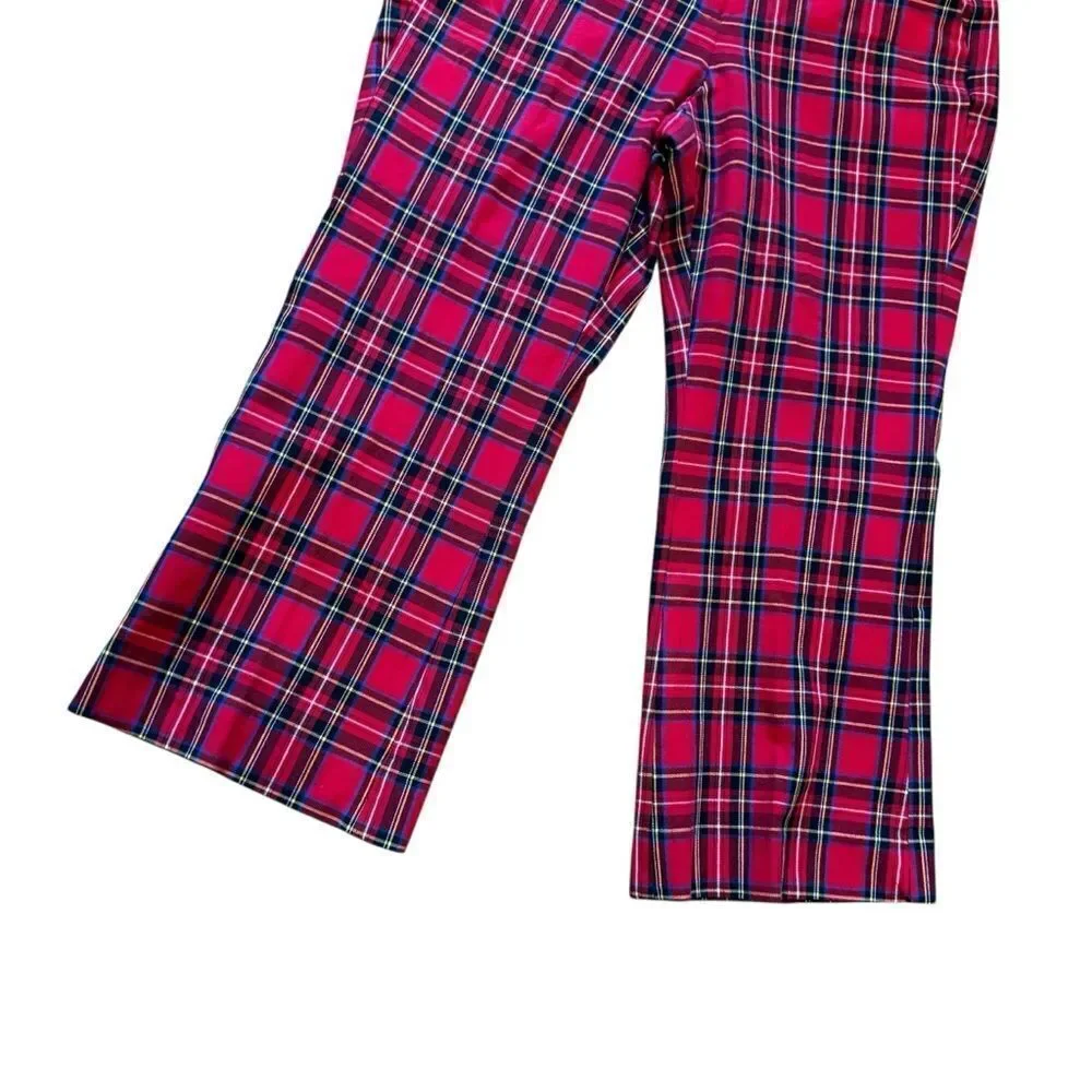 J.Crew BM376 Trendy Chic Kelsey Flare Pants in Festive Tartan Plaid